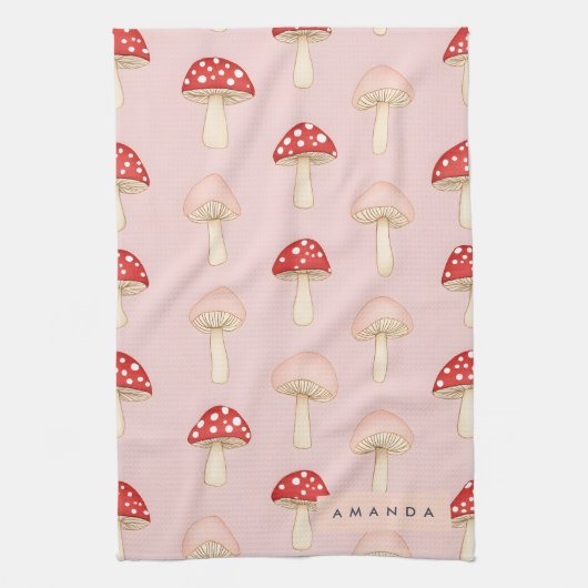 Personalisiertes Muster in Rosa Mushroom Geschirrtuch (Vertikal)