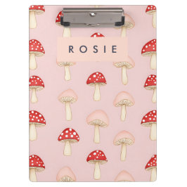 Personalisiertes Muster in Rosa Mushroom Klemmbrett