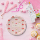 Personalisiertes Muster in Rosa Mushroom Pappteller (Party)