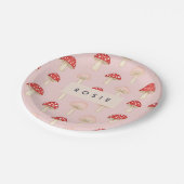 Personalisiertes Muster in Rosa Mushroom Pappteller (Schrägansicht)