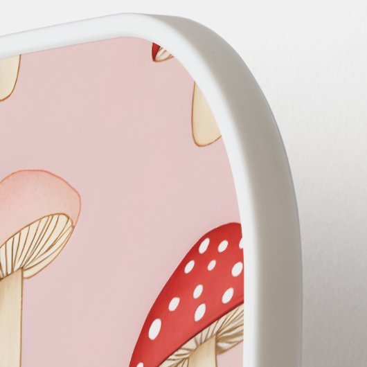 Personalisiertes Muster in Rosa Mushroom Pickleball Schläger (Linke Seite)