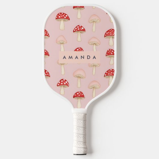 Personalisiertes Muster in Rosa Mushroom Pickleball Schläger (Vorderseite)