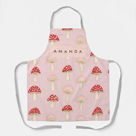 Personalisiertes Muster in Rosa Mushroom Schürze (Vorderseite)