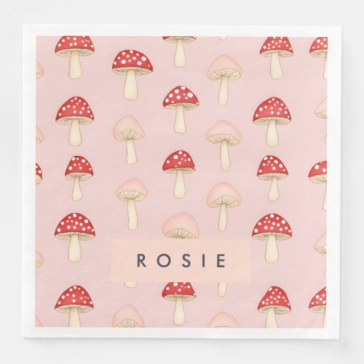 Personalisiertes Muster in Rosa Mushroom Serviette (Vorderseite)