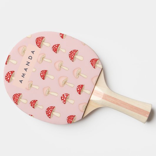 Personalisiertes Muster in Rosa Mushroom Tischtennis Schläger (Seitenansicht)