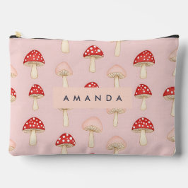 Personalisiertes Muster in Rosa Mushroom Zubehörtasche