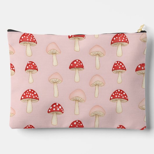 Personalisiertes Muster in Rosa Mushroom Zubehörtasche (Rückseite)
