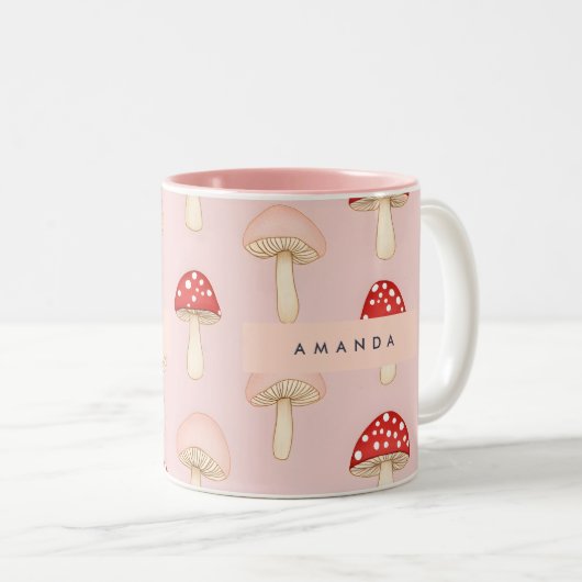 Personalisiertes Muster in Rosa Mushroom Zweifarbige Tasse (VorderseiteRechts)