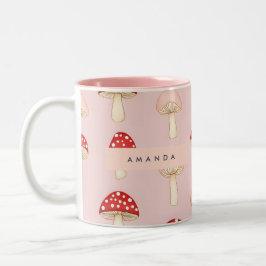 Personalisiertes Muster in Rosa Mushroom Zweifarbige Tasse