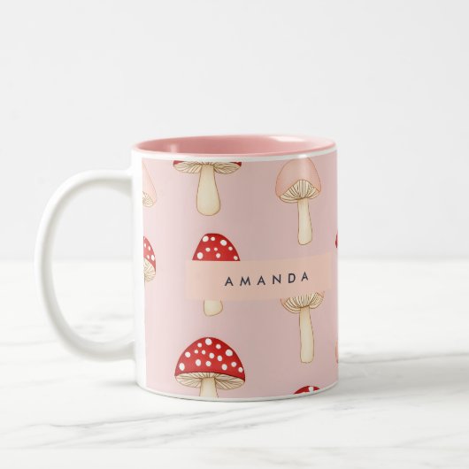 Personalisiertes Muster in Rosa Mushroom Zweifarbige Tasse (Links)