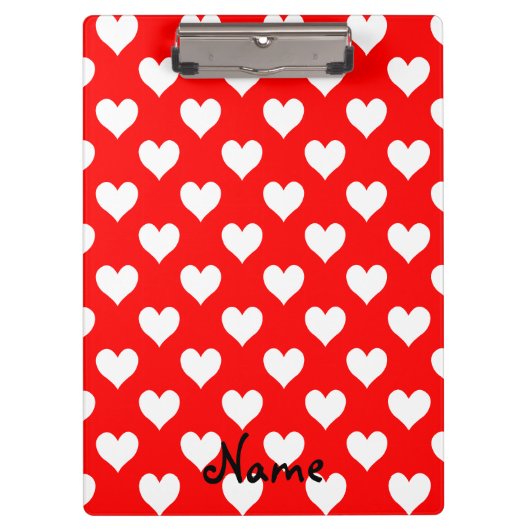 Personalisiertes Muster in Rot und Weiß Klemmbrett (Vorderseite)