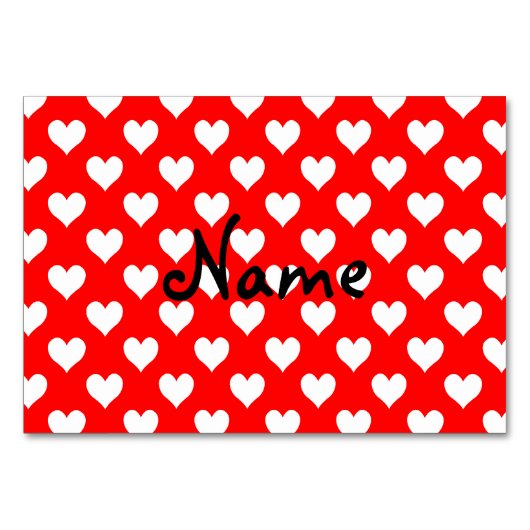 Personalisiertes Muster in Rot und Weiß Tischnummer (Vorderseite)