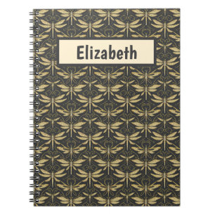 Personalisiertes Muster mit Libellen im Vintage-St Notizblock