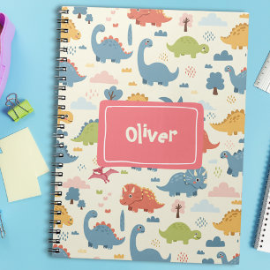 Personalisiertes Muster mit spielerischen Dinosaur Notizblock