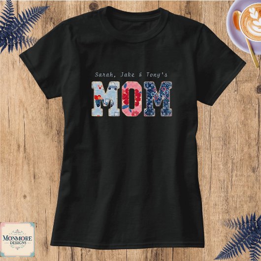 Personalisiertes Mutter-Faux-Patchwork T-Shirt