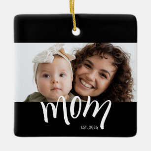 Personalisiertes Mutter-Foto-Jahr Gegründet Modern Keramikornament