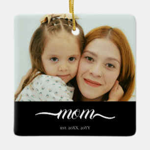 Personalisiertes Mutter-Foto-Jahr Gegründet Modern Keramikornament