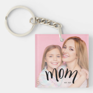 Personalisiertes Mutter-Foto Jahr Gegründet Modern Schlüsselanhänger