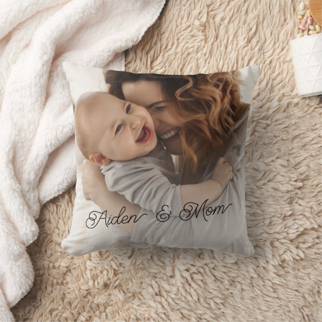 Personalisiertes Mutter Kind Foto Kissen (Decke)