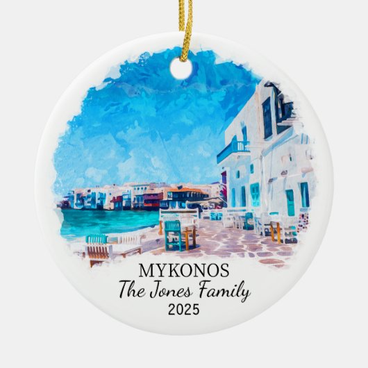 Personalisiertes Mykonos-Ornament, Griechenland Keramik Ornament (Vorne)
