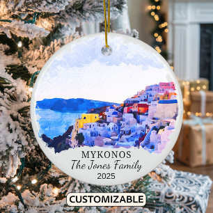 Personalisiertes Mykonos-Ornament, Griechenland Keramik Ornament