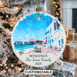 Personalisiertes Mykonos-Ornament, Griechenland Keramik Ornament