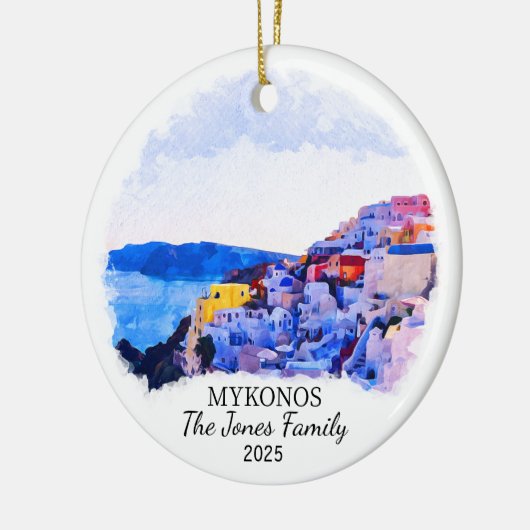 Personalisiertes Mykonos-Ornament, Griechenland Keramik Ornament (Links)