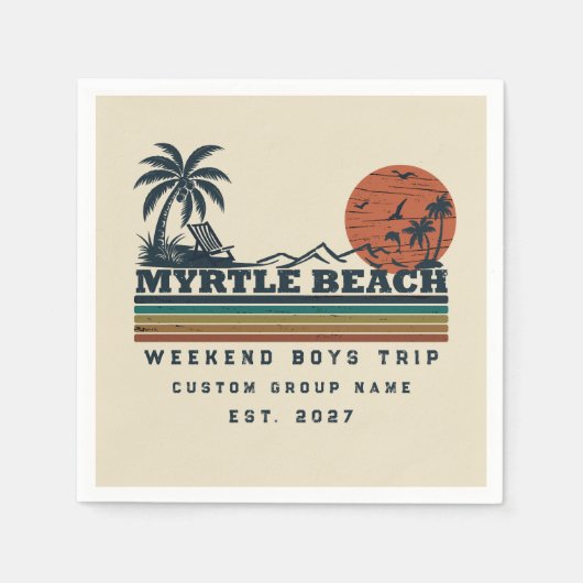 Personalisiertes Myrtle Beach-Wochenende-Junggesel Serviette (Vorderseite)