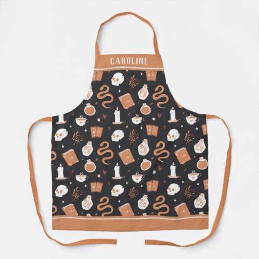 Personalisiertes Mystic Boho Kristallschädelmuster Schürze (Vorderseite)