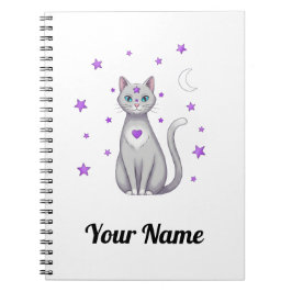 Personalisiertes Mystic Gray Katzennotizbuch Notizblock