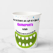 Personalisiertes Nachhaltiges Monster Geburtstag Pappbecher (Rückseite)