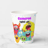 Personalisiertes Nachhaltiges Monster Geburtstag Pappbecher (Vorderseite)