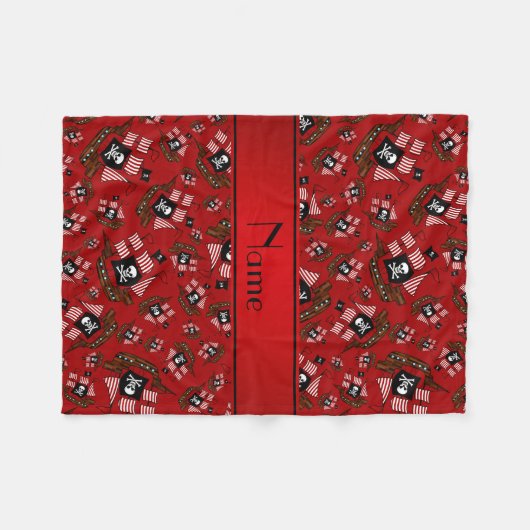 Personalisiertes nam rote Piratenschiffe Fleecedecke (Vorderseite (Horizontal))