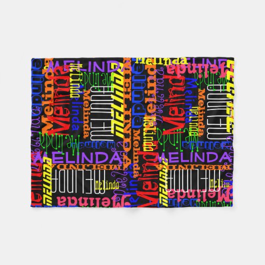 Personalisiertes Name-Collagen-Schwarzes/bunt Fleecedecke (Vorderseite (Horizontal))
