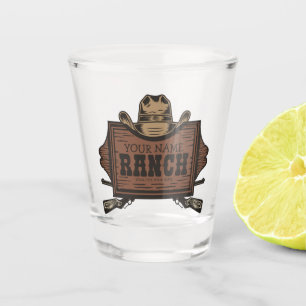Personalisiertes NAME Cowboy Waffen Western Ranch Schnapsglas