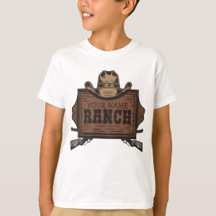 Personalisiertes NAME Cowboy-Waffen Western-Ranch- T-Shirt