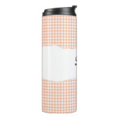 Personalisiertes Name Orange Gingham-Muster Thermosbecher (Nach links gedreht)