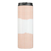 Personalisiertes Name Orange Gingham-Muster Thermosbecher (Rückseite)
