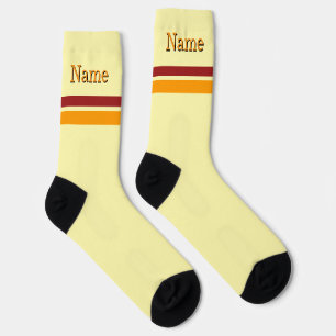 Personalisiertes Name Rot Orange Band Blass Gelb  Socken