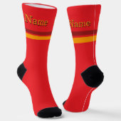 Personalisiertes Name Rot Orange Band Rot Socken (Gewinkelt)