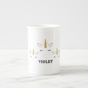 Personalisiertes Namen Einhorn Glitter Design – In Porzellantasse