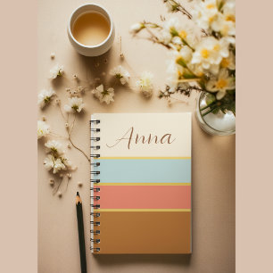 Personalisiertes Namen Notizbuch - Sommer Streifen Notizblock