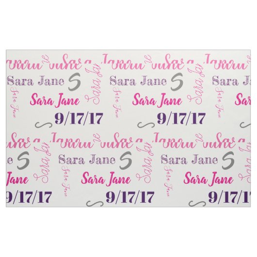 Personalisiertes Namen-und Geburtstags-Gewebe Stoff (Fat Quarter (45,7 x 55,9 cm))