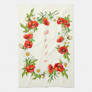 Personalisiertes Namens Küchentuch Blumen Rahmen
