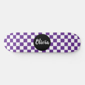 Personalisiertes Namens-Prüfbrett-Muster lila Skateboard (Horizontal)