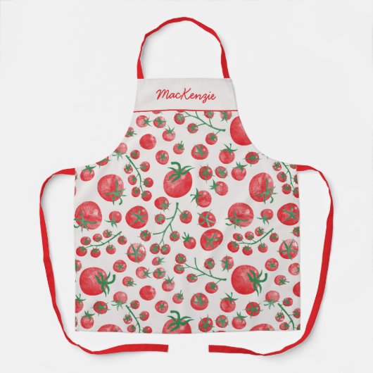 Personalisiertes Namens-Tomatenmuster Schürze (Vorderseite)