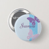 Personalisiertes NamensAbzeichen - Schmetterlinge Button (Vorne & Hinten)
