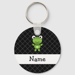 Personalisiertes Namensbabyfroschschwarzes criss Schlüsselanhänger