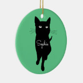 Personalisiertes Namensgeschenk für Schwarze Katze Keramik Ornament (Rechts)