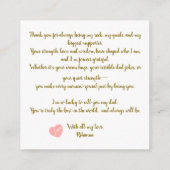 Personalisiertes Namensgeschenk für Sohn oder Toch Begleitkarte (Rückseite)